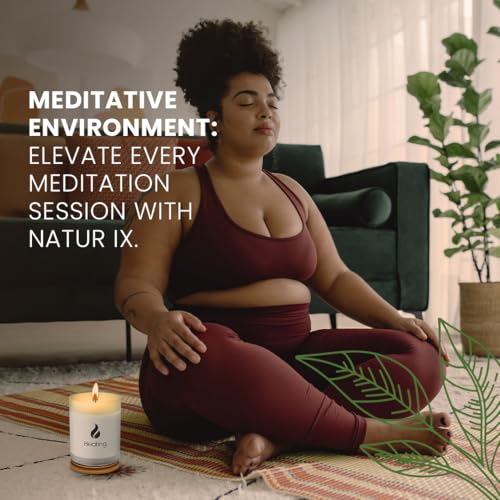 Natur IX Soy Healing Energy Renewal | Aromatherapy with Eucalyptus, Pine, Sage & Mint | 50 Hour Burn, Meditation & Spiritual Healing Candle with Wood Lid Base, Gift Ready 8.5 oz Healing | Eucalyptus, Pine, Sage & Mint