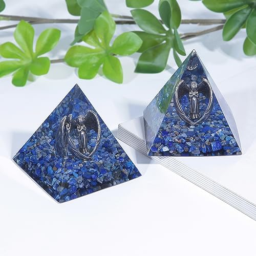 TUMBEELLUWA Guardian Angel Crystal Pyramid for Healing, Lapis Lazuli Blue
