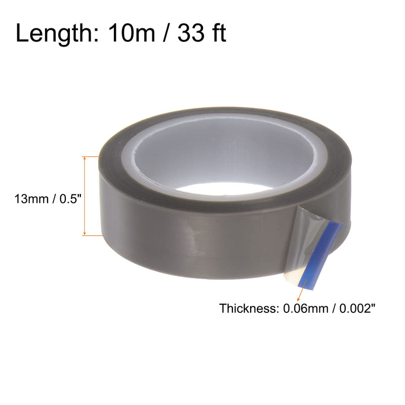 HARFINGTON PTFE Film Tape Roll, 0.5" x 33 ft High Temperature Tape 0.06mm Thickness with Single Side Adhesive for Vacuum Sealer Machine, Hand Impulse Sealers, Gray