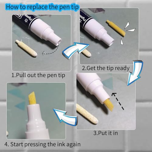 5‑Pack Grout Pen, White Tile Grout Paint Marker with Replaceable Nib, Restore Discoloured Grout Lines for Bathroom Kitchen Floor Wall(Black) Black-5 PCS