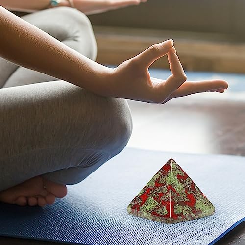 Artistone 1.6" Dragon Blood Stone Crystal Orgone Pyramid Positive Energy Generator Healing Crystals Chakra Meditation Pyramids Decoration for Home