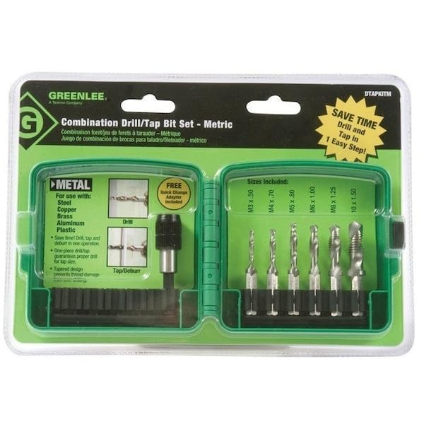 Greenlee DTAPKITM Drill/Tap/Countersink Set, Metric, 6 Pc, M3 - M10