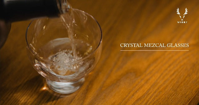 Viski Mezcal Glasses Set of 2 - Premium Crystal Clear Tequila Glass, Stemless Heavy Base Mezcal Cocktail Glasses, Liquor Glass Gift Set, 6 oz