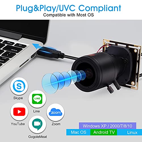 2.8-12mm 4X Manual Zoom USB Camera Module, 0.01lux Low Light, 960P 60FPS 2.8-12mm lens
