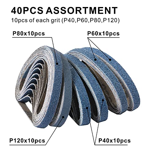 40 pieces zirconia sanding belt 10 x 330 mm | Zirconia corundum sanding belt set, each 10 x grain 40/60/80/120 10 x 330 mm sanding belts