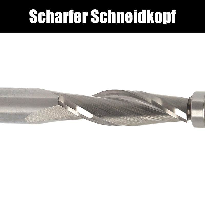 [Australia - AusPower] - AKYLIN Spiral Flush Cutter 8 mm Shank, Up Cut Spiral Cutter for Router, 8 mm Cutting Diameter, 28.6 mm Cutting Length Spiral Grooved Double Ball Bearing Wood Cutter for Cutting Wood 8x8x28.6mm Up-cut 