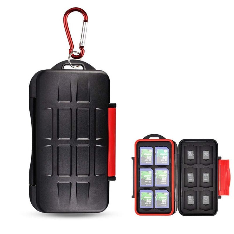 [Australia - AusPower] - Water-Resistant Memory Card Case + 120 Count Card Labels: Camera Memory Card Holder with Memory Card Labels for 12 SD Cards & 12 Micro SD Cards 