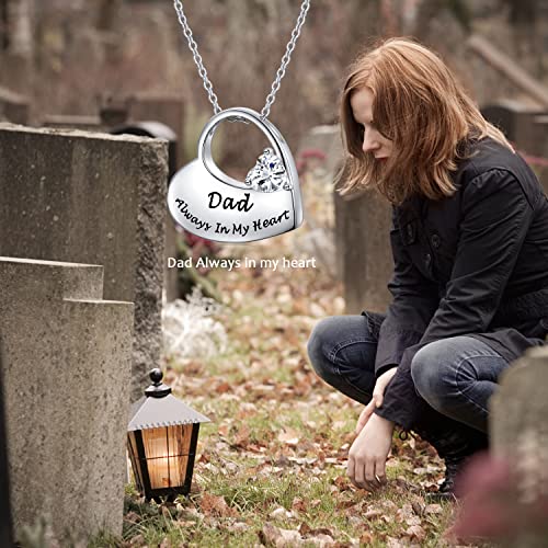 S925 Sterling Silver Urn Necklace for Ashes Cremation Memorial Keepsake Pendant Necklace Jewelry for Women Heart/Dad