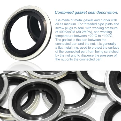 LEPEVNEY M18 bonded sealing washers, carbon steel with NBR gasket, 18.7x24.8x2mm, pack of 50