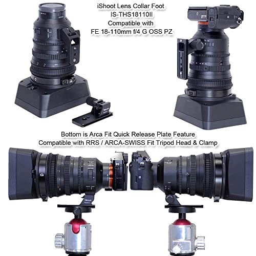 iShoot Lens Collar Foot Tripod Mount Ring Base Compatible with Sony FE 100-400mm f/4.5-5.6 GM OSS, 70-200mm f/2.8 GM OSS & II, E 18-110mm f/4 G OSS PZ, with Arca-Swiss Fit Quick Release Plate Dovetail