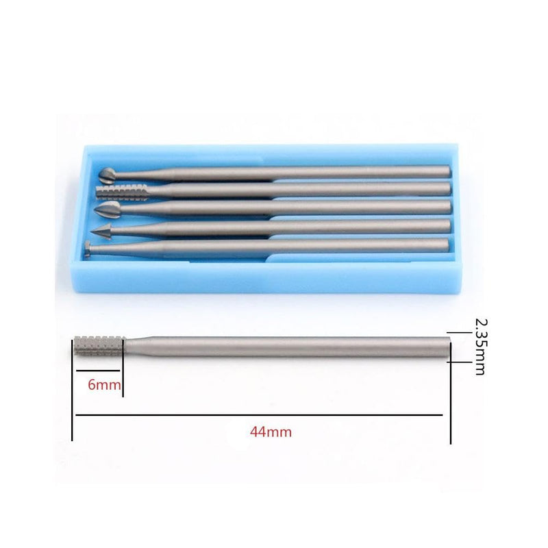 [Australia - AusPower] - 6 Piece Engraving Bits Set - Tungsten Steel Rotary Cutter for Professional Micro Carving Drilling Woodworking DIY 2.35 mm Shank - L L (φ 2.3mm) 