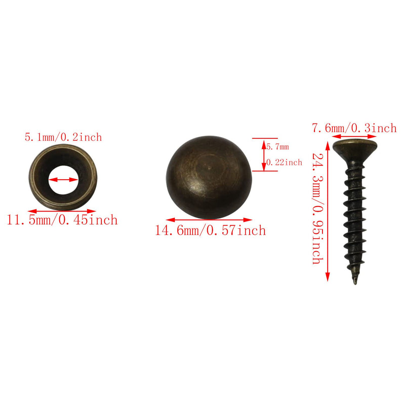 [Australia - AusPower] - 8pcs Pure Brass Decorative Screws with Caps Used as Mirror Screw Mirror Fixing Screws Cover Self-Tapping Screws (15mm, Bronze) 