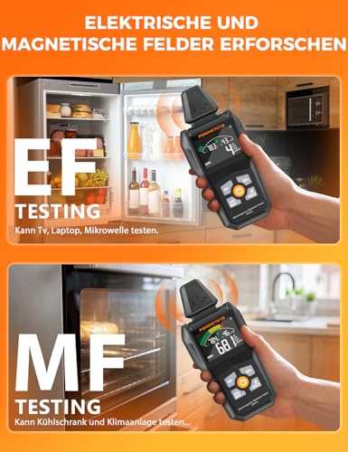 ET01PRO 5-in-1 EMF Meter - Electrosmog Meter with EF/MF/RF/Temperature/Humidity, Max/Min/Memory, Ideal for Professionals, Home & Ghost Hunting
