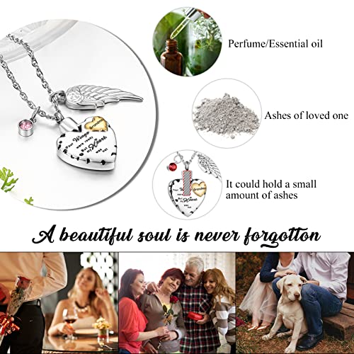 abooxiu Heart Urn Necklaces for Ashes with 12 Pcs Birthstones Cremation Necklace for Ashes Stainless Steel Cremation Jewelry - Your Wings Were Ready, But My Heart Was Not Grandma