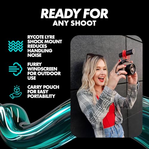 Movo VXR10-AI v2 Shotgun Microphone with AI Noise Cancellation - Camera Microphone for DSLR, Smartphone & Computer - Supercardioid On-Camera Mic with 3.5mm & USB-C Cables - Latest Version
