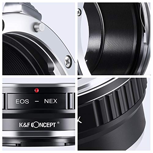 K&F Concept EF EF-S to E Mount Adapter, Manual Focus Lens Mount Adapter Compatible with Canon EOS Lens to Sony Alpha Nex E-Mount Camera Body