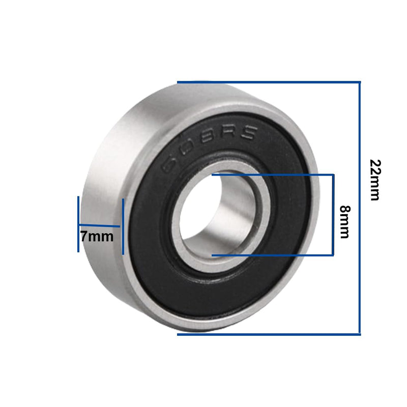 [Australia - AusPower] - 608 2RS Ball Bearings - 10 Pcs Double Rubber Sealed Miniature Deep Groove Ball Bearings,608rs Skateboard Bearing,8x22x7mm 10PCS 