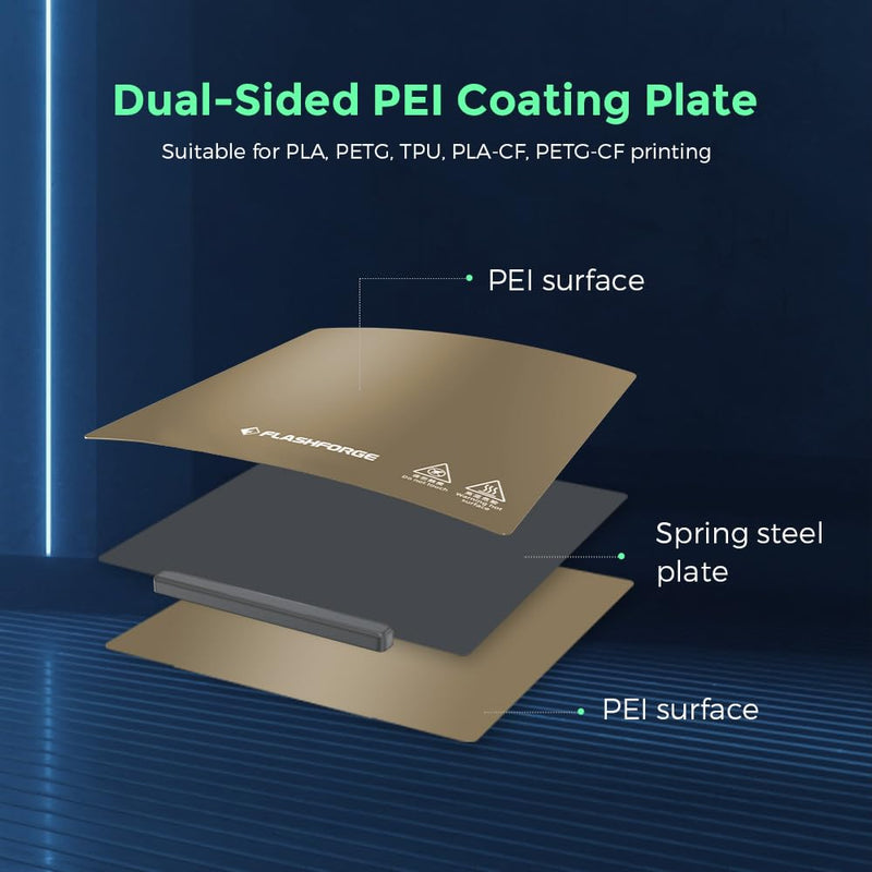 FLASHFORGE Adventurer 5M 3D Printer PEI Painting Sheet, Original Magnetic Flexible Dual-Sided PEI Coating Plate for PLA/PETG/TPU/PLA-CF/PETG-CF Printing