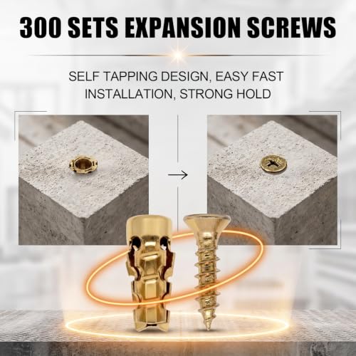 LOGJAM 6×14mm expansion anchors and screws for door hinge repair, 300-piece assortment set