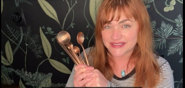 Matte Copper Silverware Set Reusable Chopsticks - KiiZYs 14-piece Stainless Steel Utensils Set Kitchen Accessories - Modern Flatware Spoon Fork Knife - Cutlery Set Gift Box (Matte Copper, 2 Sets) Matte Copper Set for 2 (14pcs)