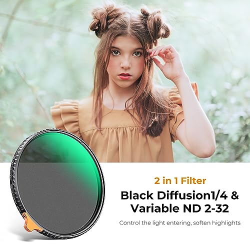 K&F CONCEPT 55mm Black Diffusion 1/4 Effect & Variable ND2-32 Filter in-1