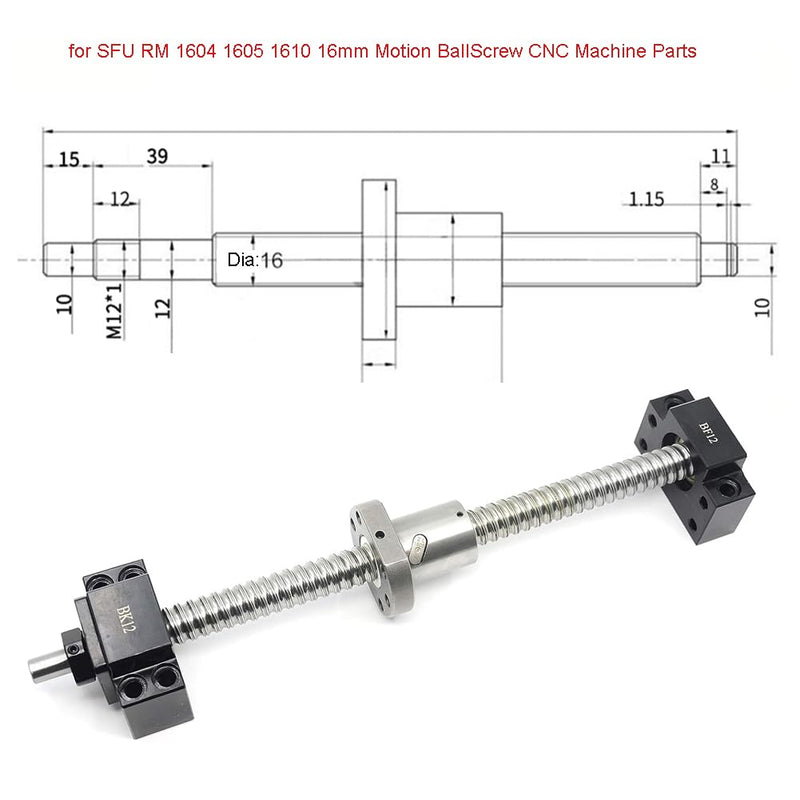 [Australia - AusPower] - YXQ Ball Screw End Supports 1Pcs BK12 + 1Pcs BF12 Standard Bearing End Blocks for SFU1604 SFU1605 SFU1610 16mm Motion BallScrew CNC Machine Parts 