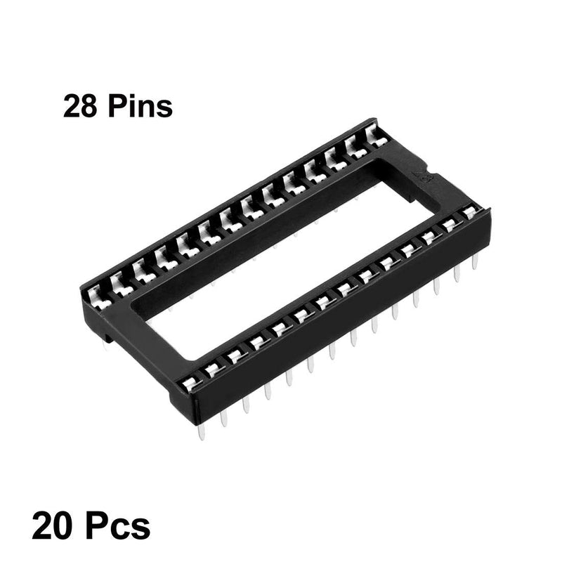[Australia - AusPower] - uxcell 20pcs DIP IC Chip Socket Adaptor Solder Type 2.54mm Pitch Dual Row 28 Flat Pin 15.24mm Row Pitch 