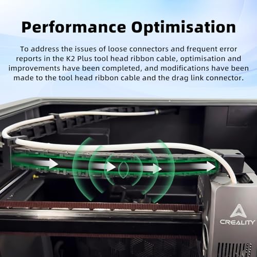 Creality Official K2 Plus Tool Head Cable with Chain, Upgrade Print Head Hotend Mainboard Connector Wire, 1250mm FPC Flat Flexible Cable Replacement Kit, Nozzle Adapter Cable for K2 Plus 3D Printer k2 plus cable