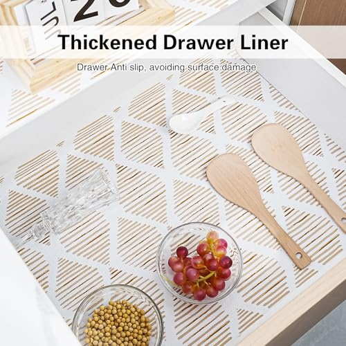 Drawer and Shelf Liner for Kitchen Cabinet Non-Adhesive 18in x 20FT Brown Stripes 17.5"W x 236"L