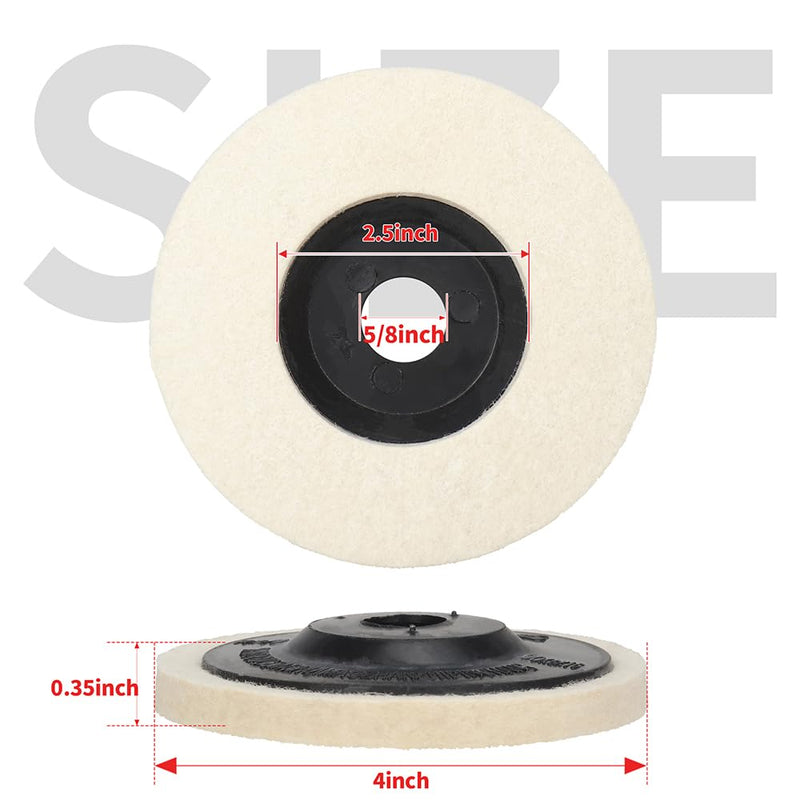 [Australia - AusPower] - 4 Inch Premium Wool Felt Polishing Disc, for 5/8 Angle Grinder, Very-Fine Buffing Wheel for Metal Wood Auto Body Work, 5 Pack Very-Fine-Wool 5Pcs 