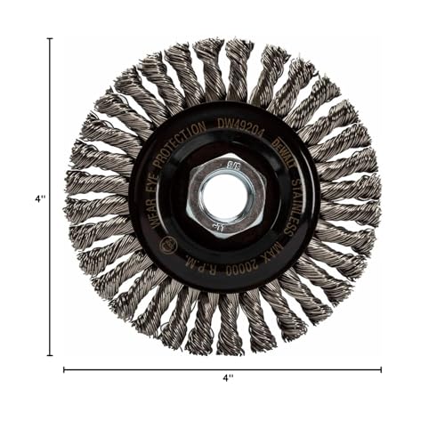 DEWALT 4-inch stainless steel wire wheel with stringer bead and 5/8-inch arbor, DW49204