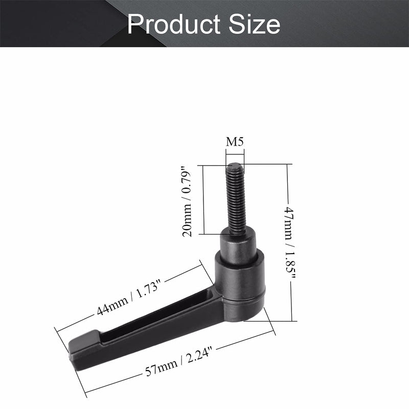 [Australia - AusPower] - MroMax 5Pcs M5 x20mm Clamping Lever Handle Aluminum Alloy Male Thread Adjustable Handle Lathe Machine Knob for Machinery, Woodworking and Industry Equipment Black M5x20mm 