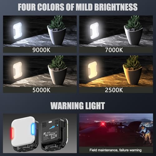 138 LED Camping Lantern, Video Light, 2500K-9000K, Rechargeable 5400mAh, 180° Adjustable, Hangable, Magnet, Tripod Mountable, CRI 95+, Pocket Lanterns for Power Outages, Camping Essentials Black