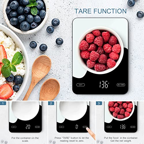 Digital Food Scale Rechargeable, 22lb/10kg Smart Kitchen Scales for Weight Loss, 1g/0.1oz Smart Food Scale with Nutrition Calculator APP, Kitchen Baking Mini Digital Scale