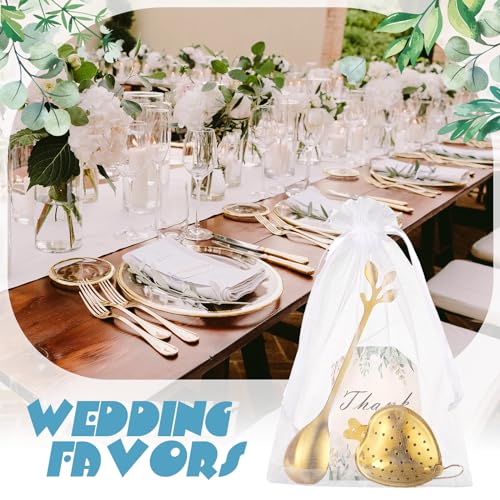 25 Sets Bridal Shower Tea Party Favor for Guest Leaf Tea Spoon,Gold Gold