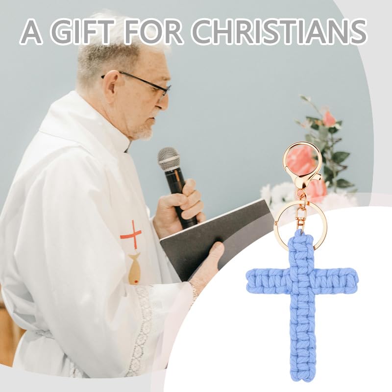 ShiQiao Spl Cute Cross Keyring Gifts for Women Girls Christian Birthday Gifts for Best Friend Daughter Sister Christmas Gift for Sister Blue