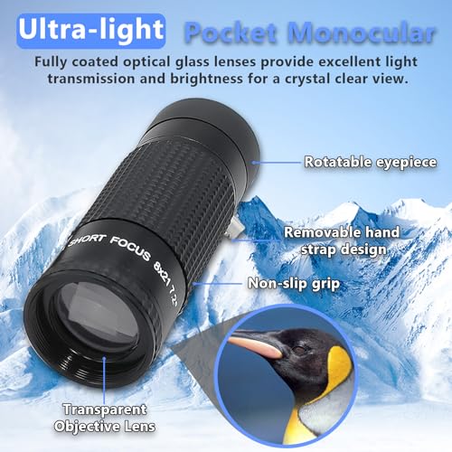 8x21mm Extra Short Focus Reading Monocular for Vision Impairment