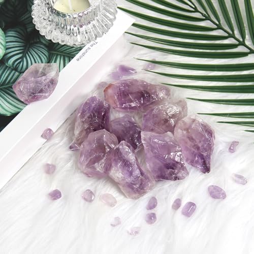 1.1lb Bulk Raw Amethyst Rough Stones-Natural Amethyst Raw Crystals