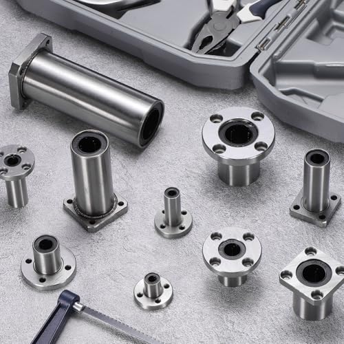 sourcing map 4 Pack LMF6UU Linear Ball Bearings, 6mm Bore Round Flange Linear Ball Bearings Flange Motion Bushing with Double Side Rubber Seal ABEC3 for CNC, 3D Printer