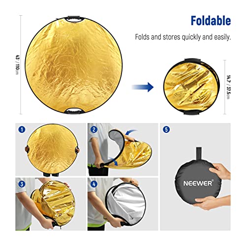 NEEWER 43"/110cm Light Reflector with Handle Grip with 3/8" Thread 110cm
