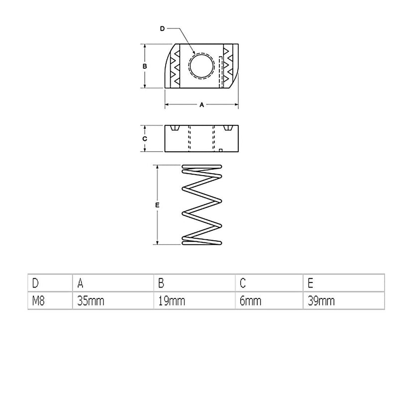 [Australia - AusPower] - sourcingmap M8 304 Stainless Steel Long Spring Channel Nuts 5pcs 