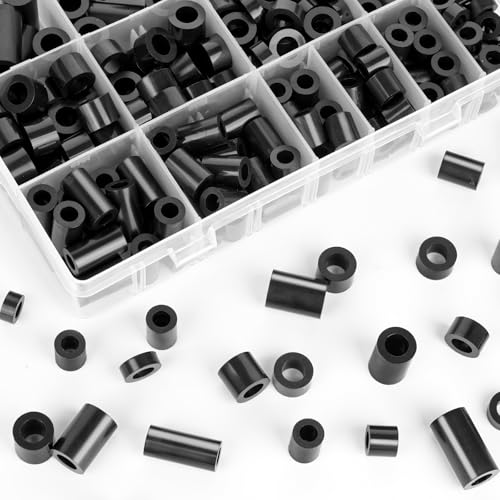 Draupnir black nylon round spacers for M6 and M8 screws, 300-piece electrical outlet kit