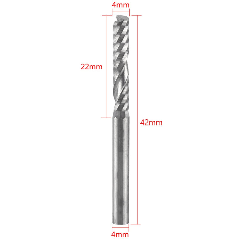 [Australia - AusPower] - TICFOX Pack of 10 Single Flute End Mill, Single End Mill Flute Carbide CNC Cutter 4 mm Shank for Wood Aluminium Steel PCB PVC Circuit Boards Acrylic Carbon Fibre 