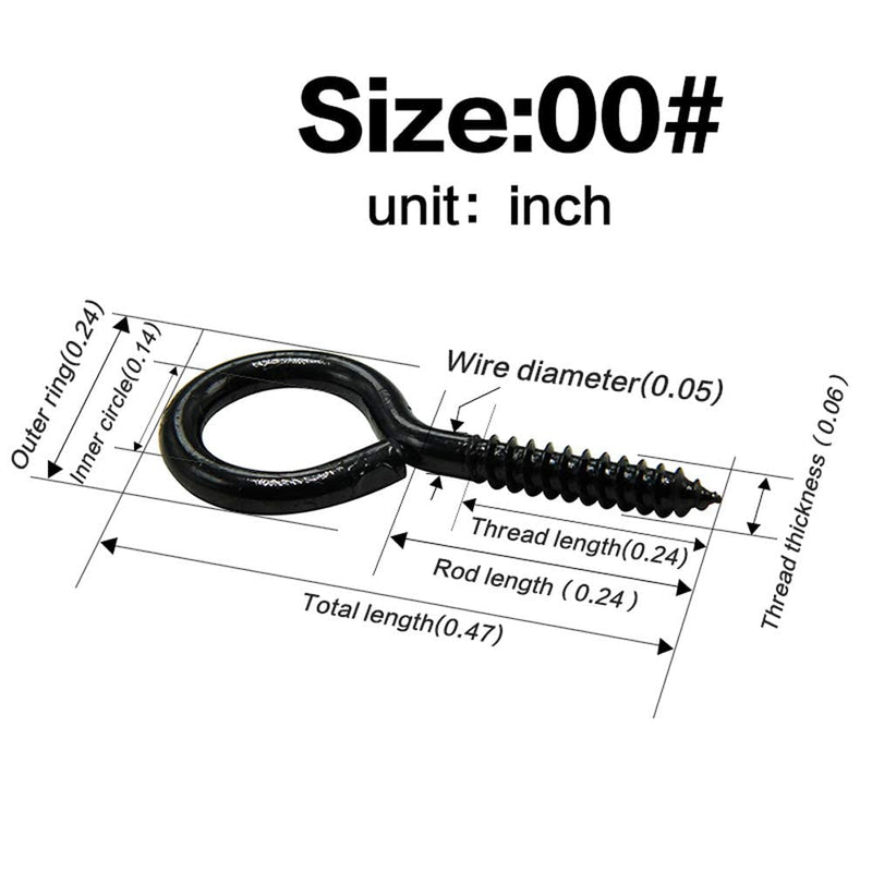 [Australia - AusPower] - Eye Screw Pins for Jewelry Making Findings Mini Metal Eye Hooks 300 Pieces Zinc Plated (Black) Self Tapping Eyelets O Ring Hanging DIY Projects Crafts Arts Wine Cork Charm Bead 12mm x 6mm 00#(300PCS) Black 