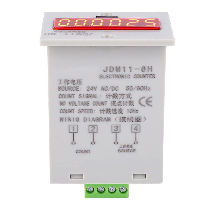 [Australia - AusPower] - JDM11-6H LED Display Digital Counter, AC/DC24V 6 Digits Electronic Digital Display Counter Relay No Voltage Counter 