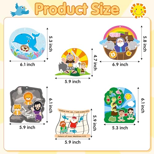 2ooya 36 Set Religious Christian Crafts Bulk, Jesus Bible Stories Sticker Hanging Ornament Craft Kit, DIY Nativity Scene Decor for Sunday School Christmas Activities Church Party Goodie Gifts