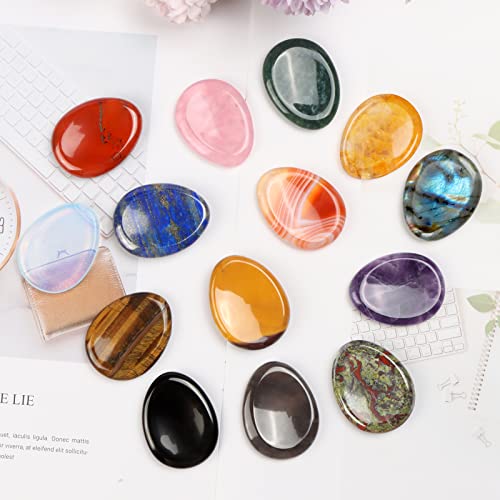 Artistone 1.5" Tiger Eye Crystal Thumb Worry Stone Pocket Palm Stone Healing Crystal for Stress, Meditation Reiki, Calming Stone Gifts Yellow Tiger Eye