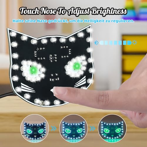 PEMENOL Soldering Project Set with Touch Control Function, DIY Black Cat Decoration, Soldering Kit, 3 Light Modes, Suitable for Adults, Beginners, Decoration Gifts