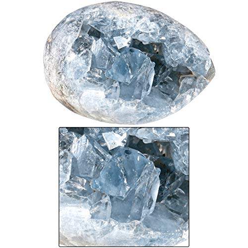 Amogeeli Irregular Raw Blue Celestite Crystal Specimen Decor, Natural Cluster Geode Healing Stone, 0.49-0.66 lb 0.49 - 0.66 lb