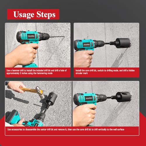 StratMet 3-inch dry masonry core drill bit with pilot bit and SDS Plus adapter